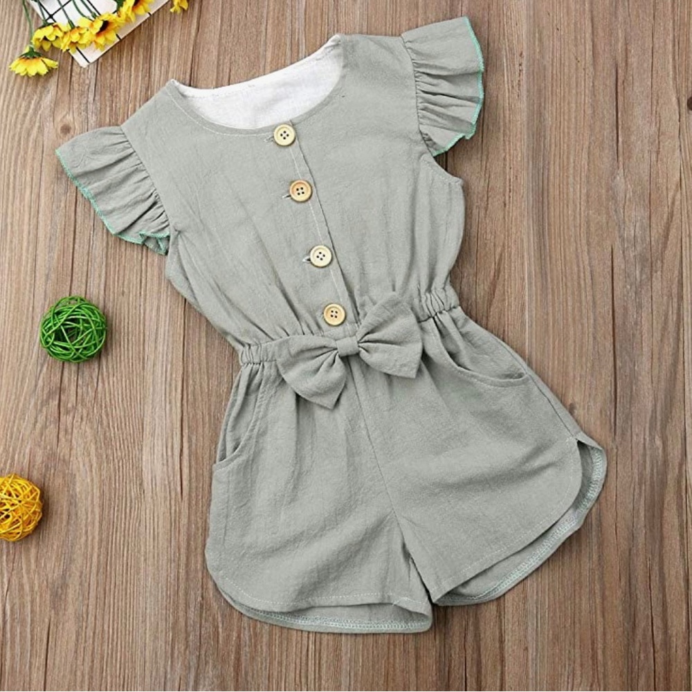 4 to 5 kids sage, green romper